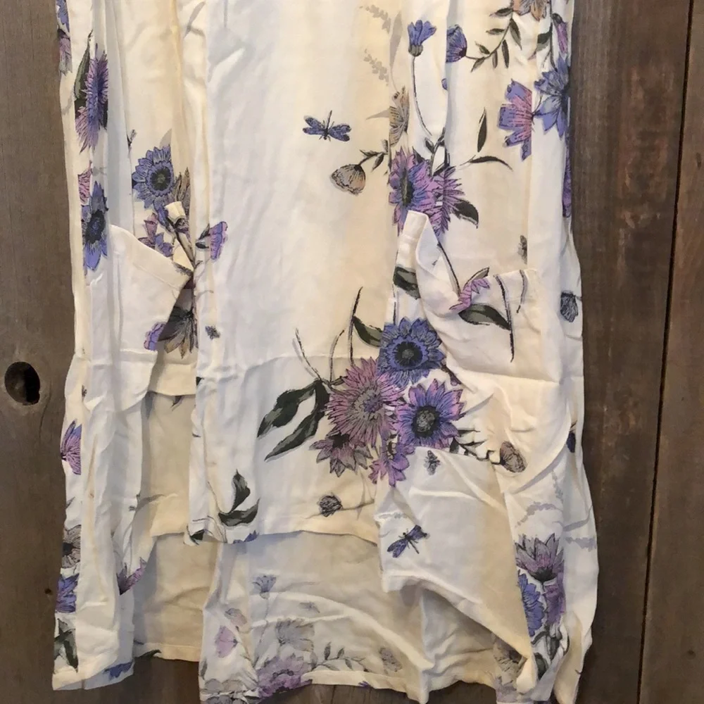 Old Navy Cream Floral High Low Hemline Dress Ruffle Pockets Size XXL 16